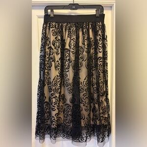 Metro Wear Black and Brown Lace Skirt